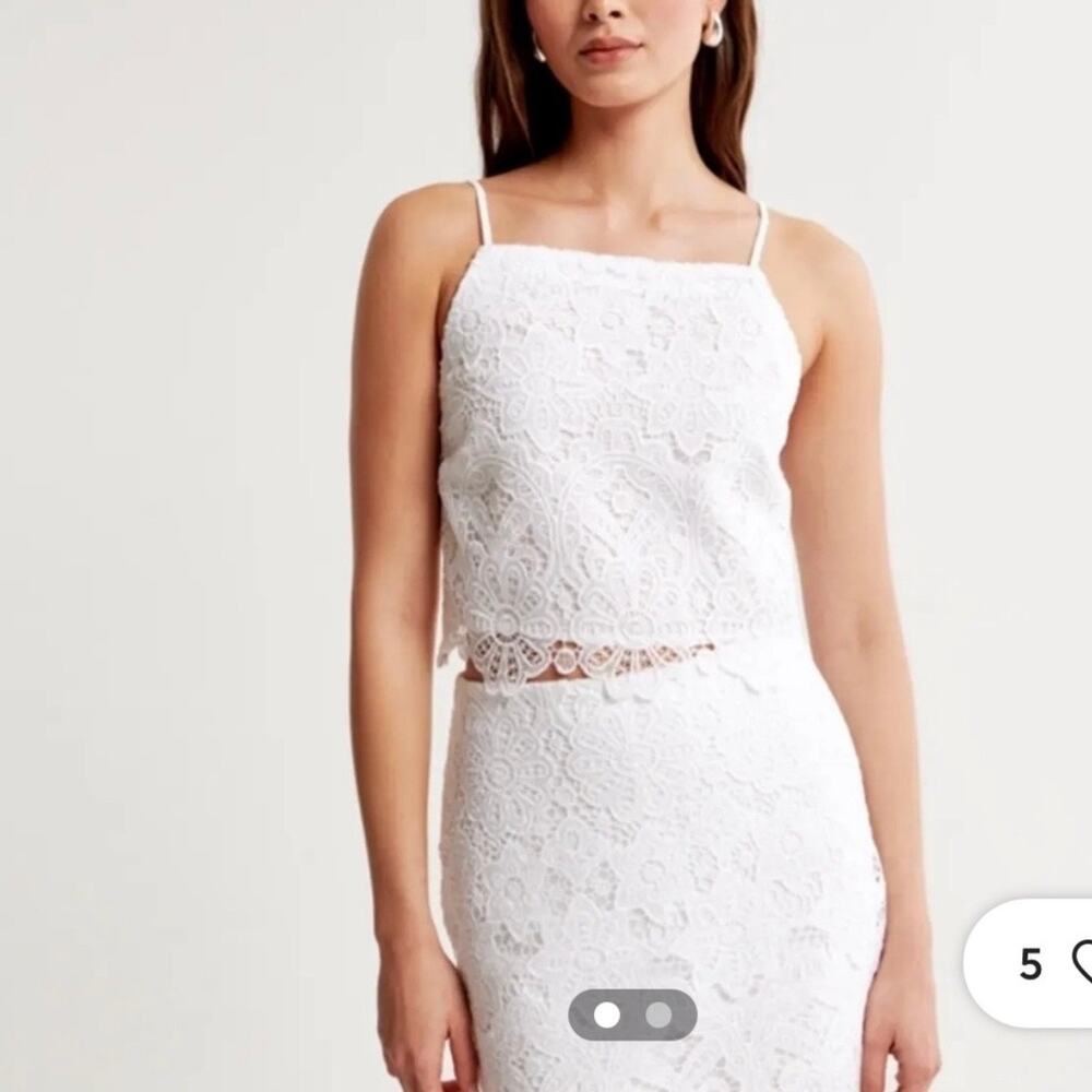 Abercrombie & Fitch NWT WHITE LACE MATCHING SET Cami Top S Midi Skirt MP Bridal